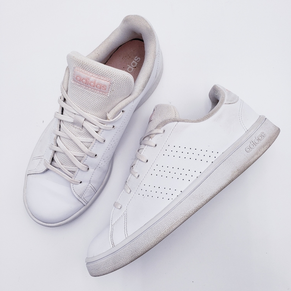 Adidas Womens Advantage Base White Glow Pink Sneaker Shoe Low Top Size 7 EE7510